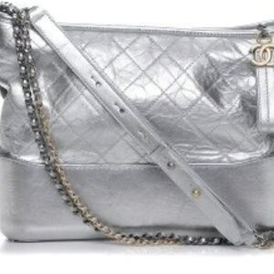 CHANEL SILVER GABRIELLE Quilted Chain Shoulder Bag